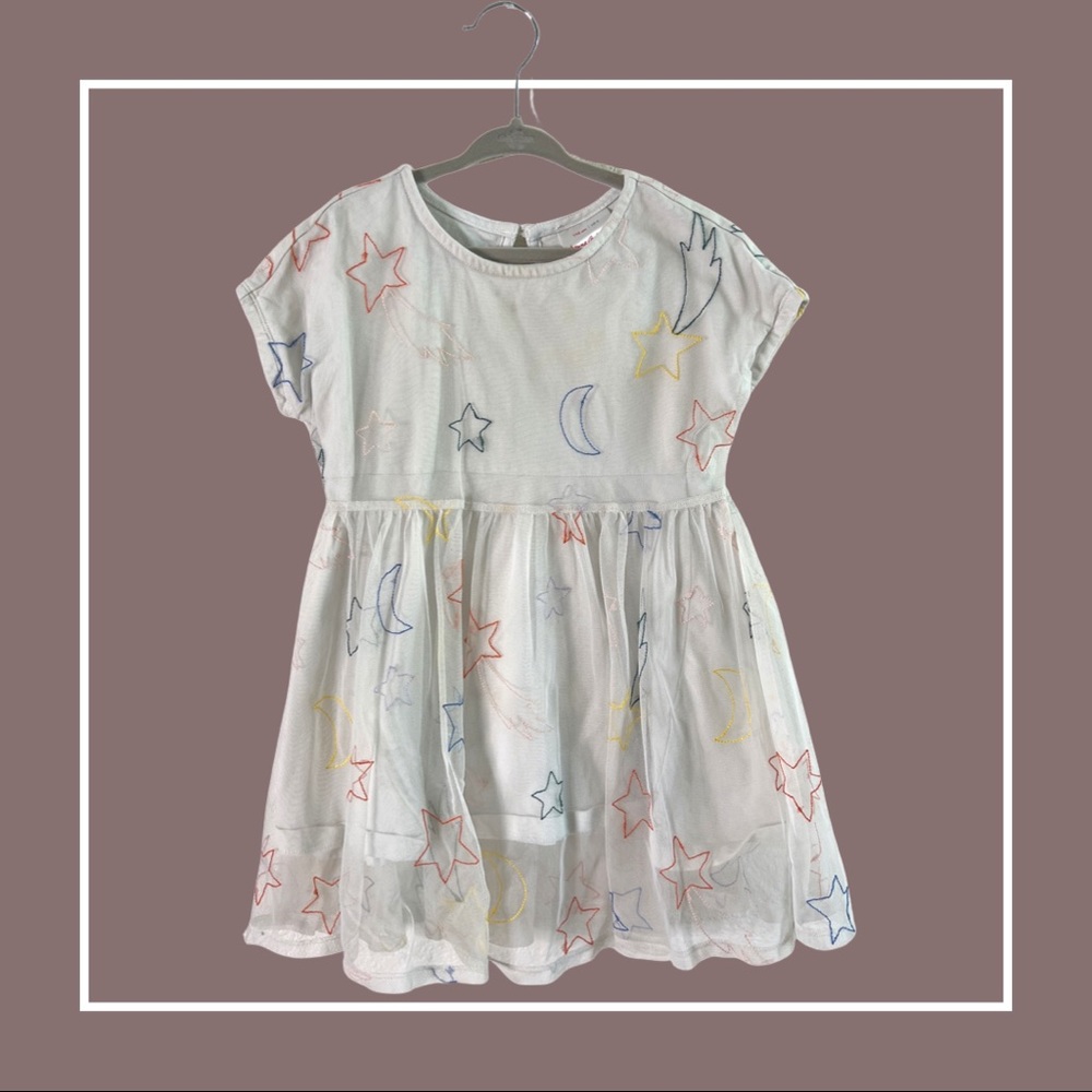 Hanna Andersson White Mesh Stars Playdress—5T